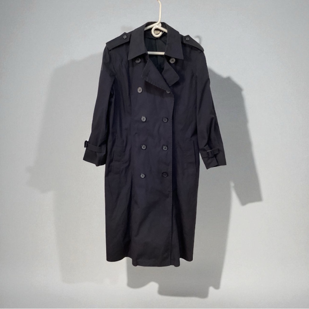 Women’s Elegant Dark Navy Trench Coat, Double Button Front